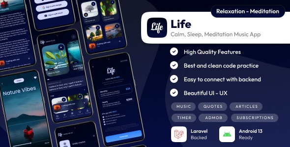 Life: Sleep Sounds - Meditation Sounds - Relax Music App - (Android/Laravel)