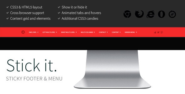 Stick it. HTML5 & CSS3 Sticky Footer & Menu