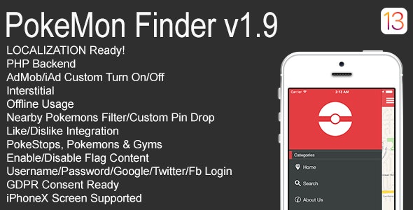 PokeMon Finder Full iOS Application v1.9