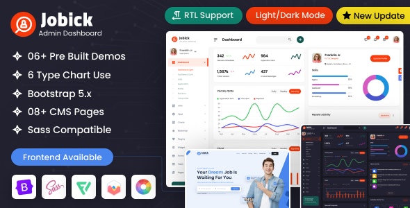 Jobick : Job Admin Dashboard Bootstrap 5 Template + FrontEnd