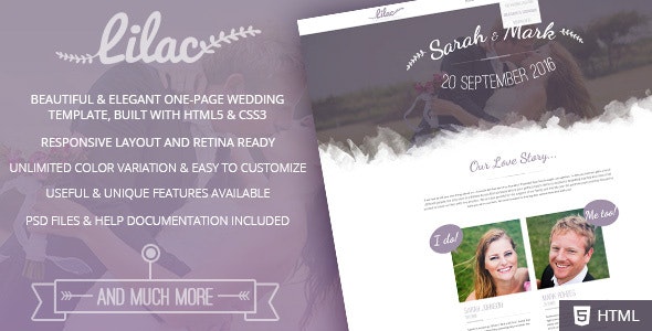 Lilac- Responsive One-page HTML5 Wedding Template