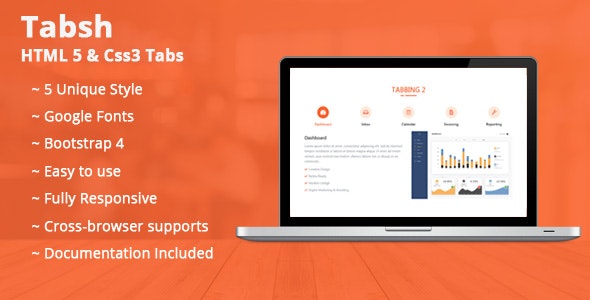 Tabsh HTML 5 & CSS3 Tabs