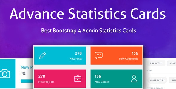 Advance Statistics Cards - Bootstrap 4 Admin Statistics Cards Layout