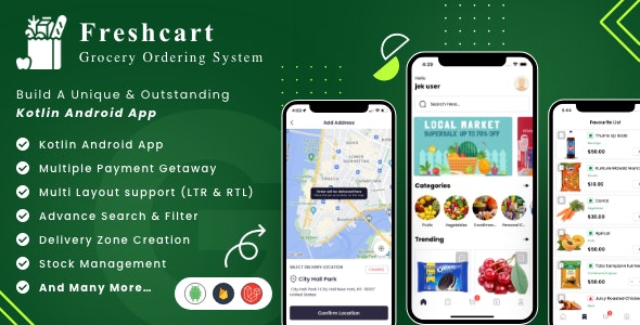 FreshCart : Single Grocery Store Android User & Delivery Boy Apps for Online Shopping