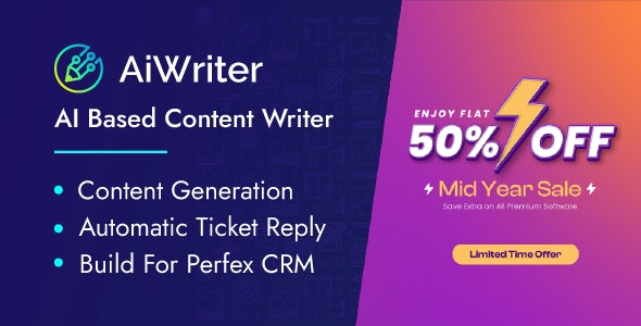 Perfex AiWriter - AI Content Generator And AI Ticket Reply Module