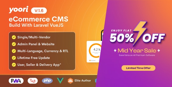 YOORI eCommerce | Single & Multi-Vendor PWA Marketplace CMS